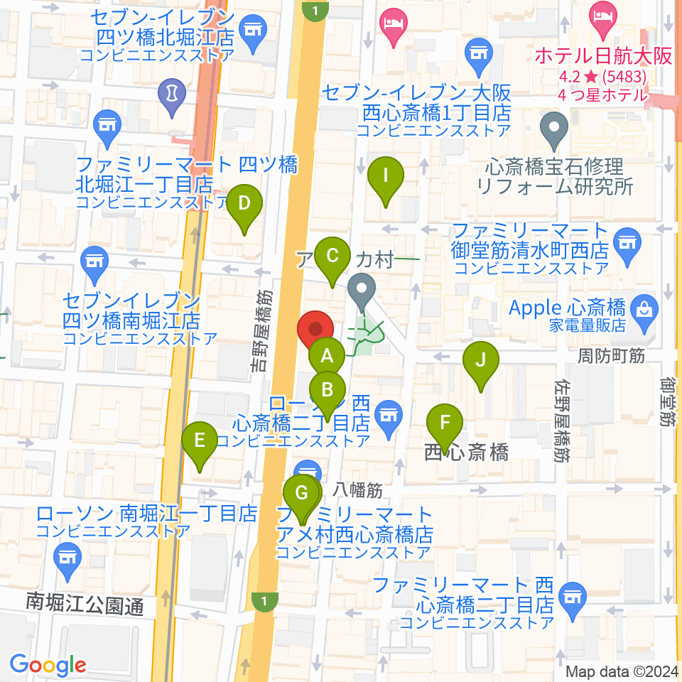 アメリカ村DROP周辺のホテル一覧地図