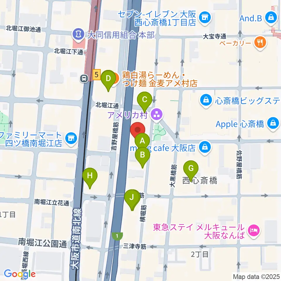 アメリカ村DROP周辺のホテル一覧地図