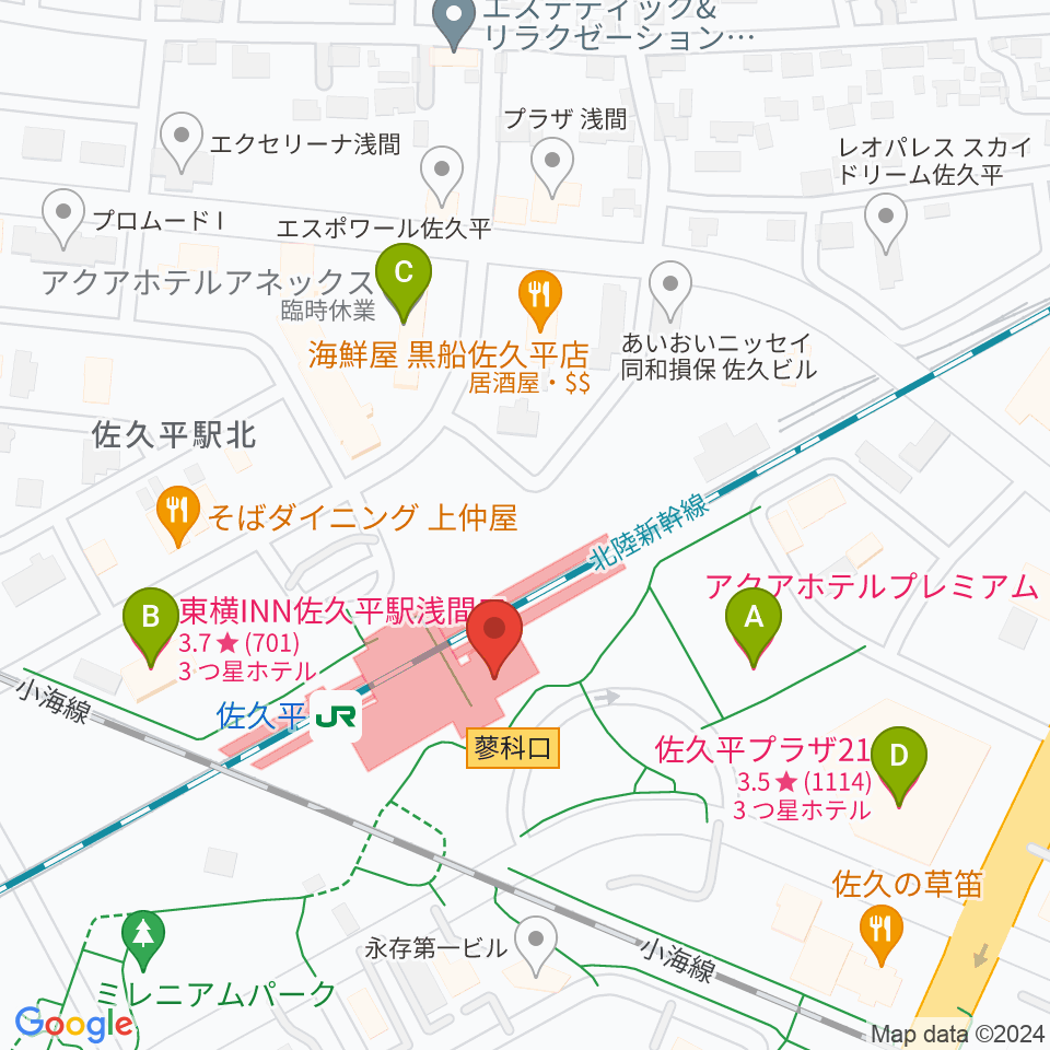 FMさくだいら周辺のホテル一覧地図