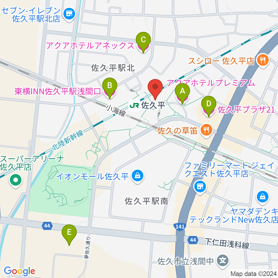 FMさくだいら周辺のホテル一覧地図