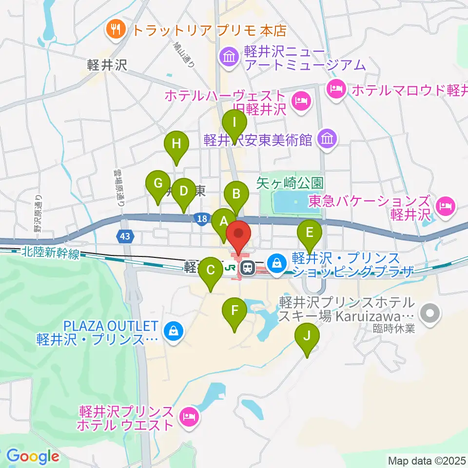FM軽井沢周辺のホテル一覧地図