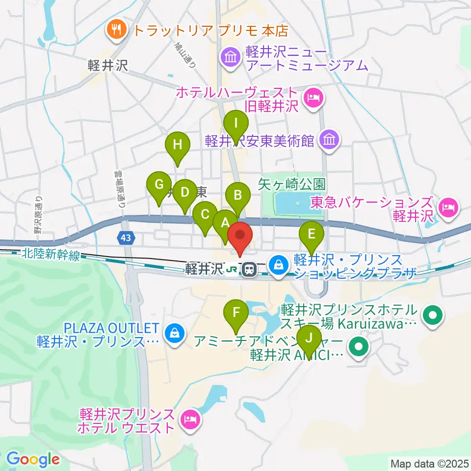 FM軽井沢周辺のホテル一覧地図