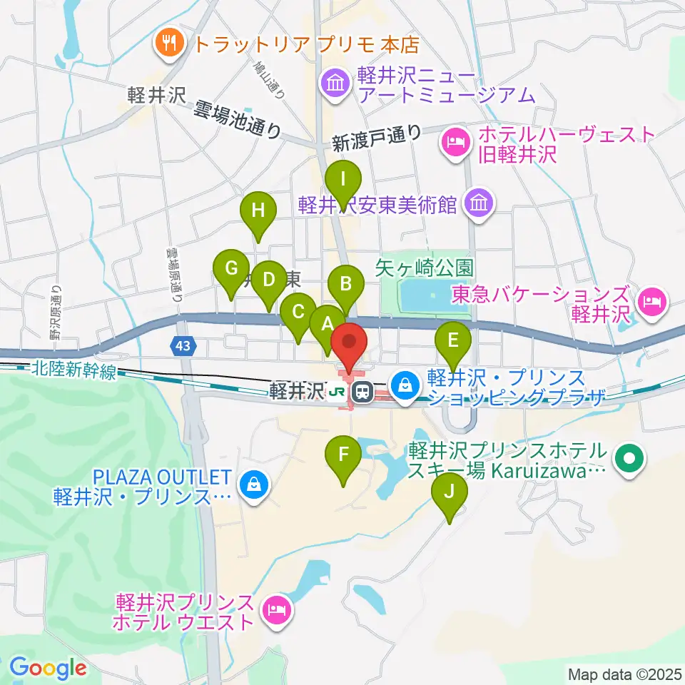 FM軽井沢周辺のホテル一覧地図