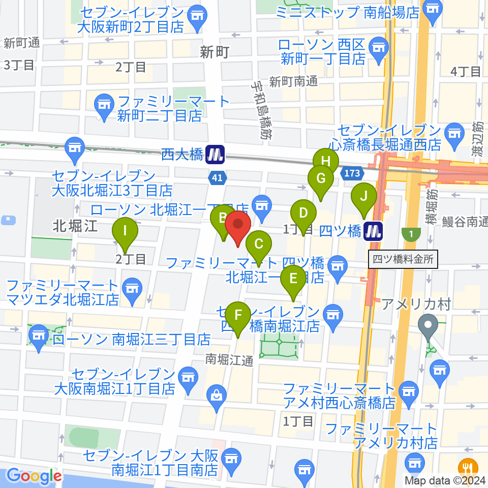 北堀江club vijon周辺のホテル一覧地図