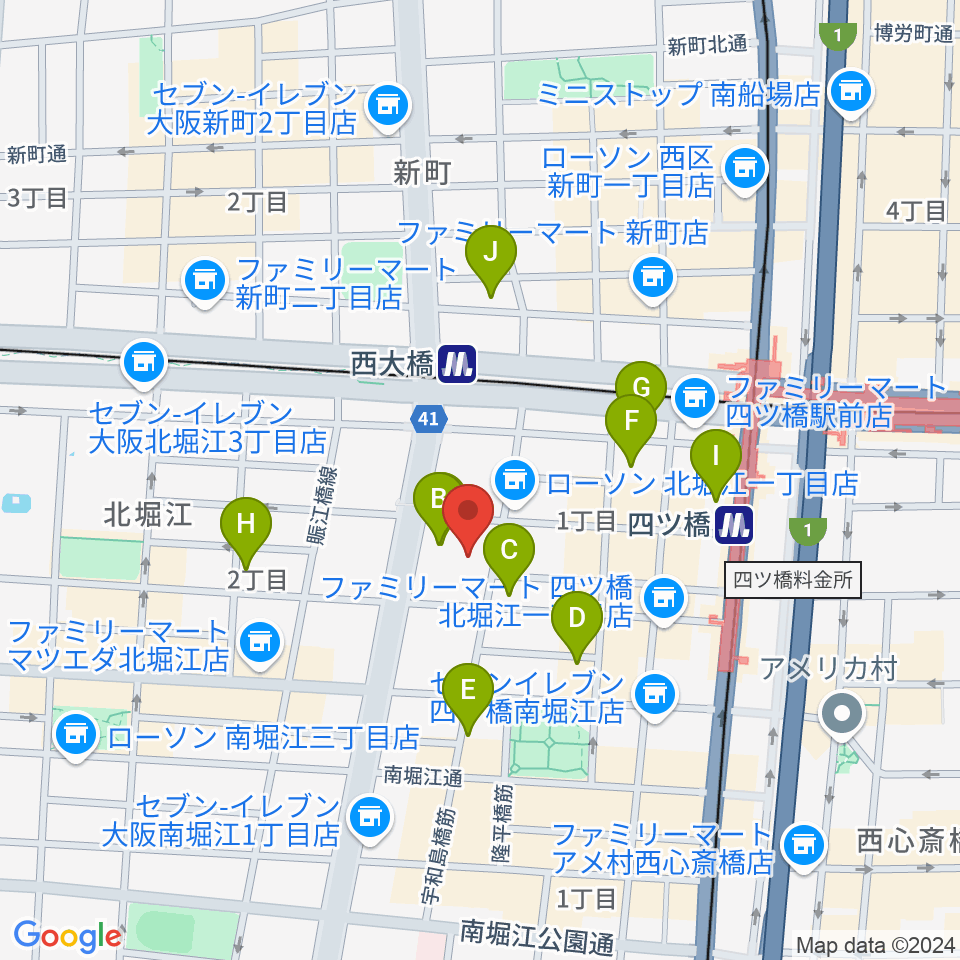 北堀江club vijon周辺のホテル一覧地図