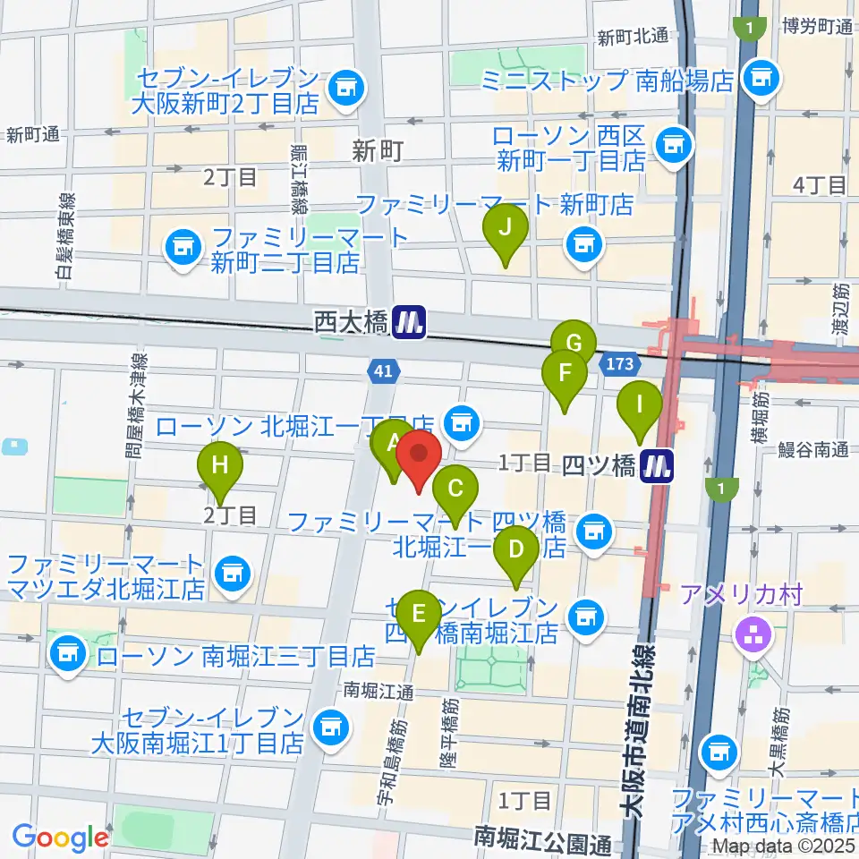 北堀江club vijon周辺のホテル一覧地図