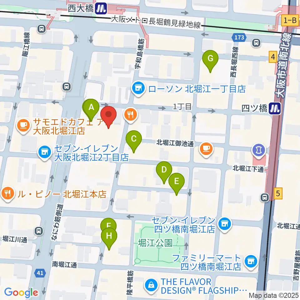 北堀江club vijon周辺のホテル一覧地図