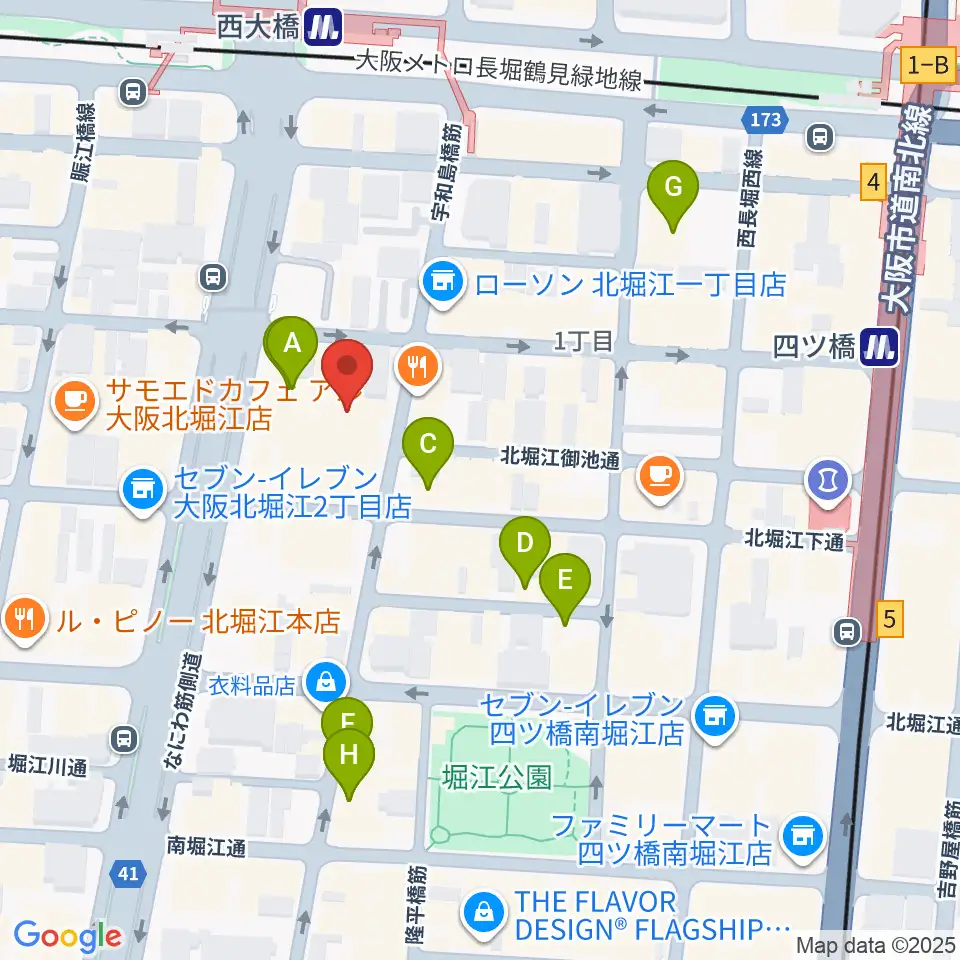 北堀江club vijon周辺のホテル一覧地図
