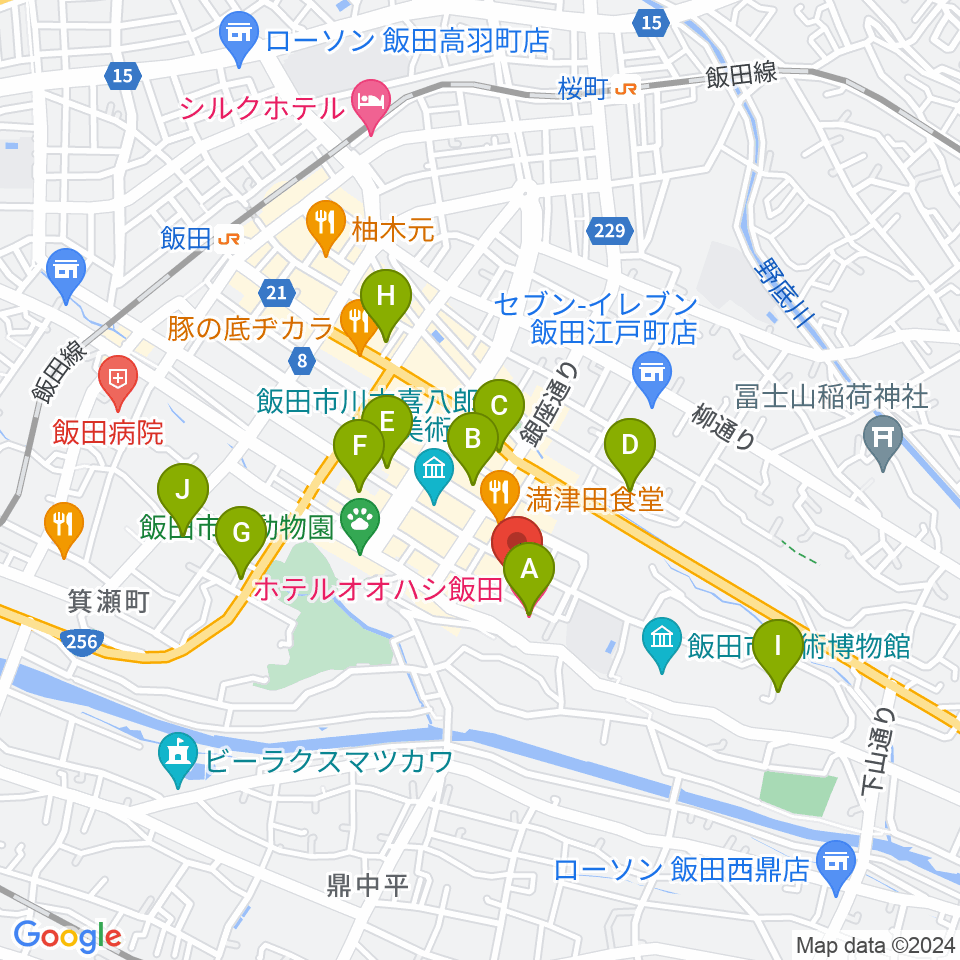 いいだFM・iステーション周辺のホテル一覧地図