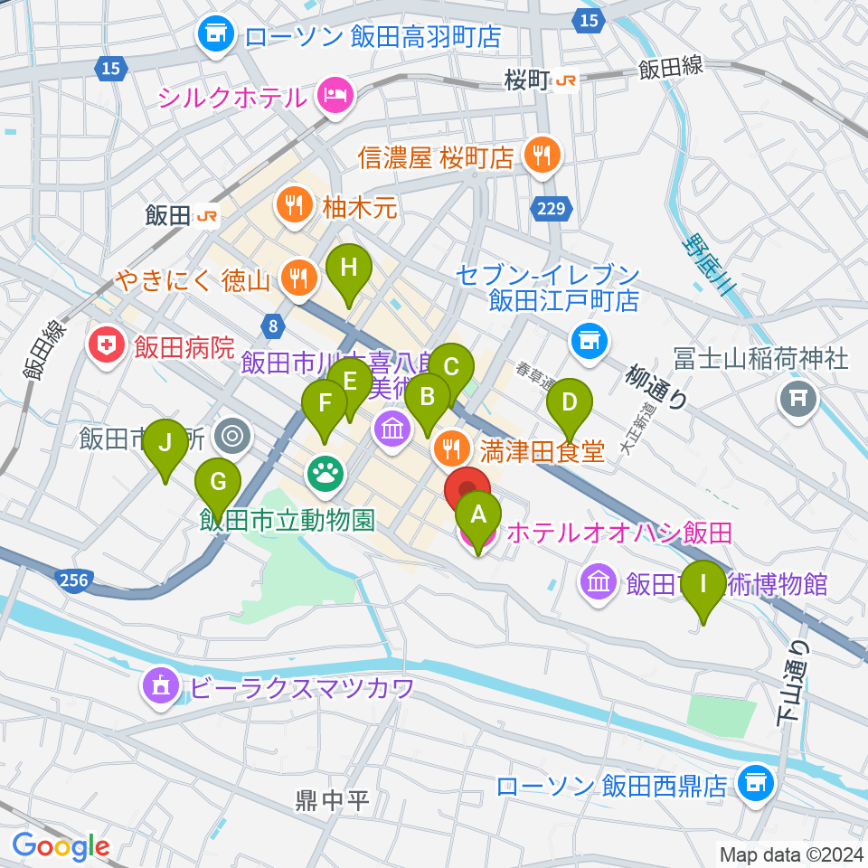 いいだFM・iステーション周辺のホテル一覧地図