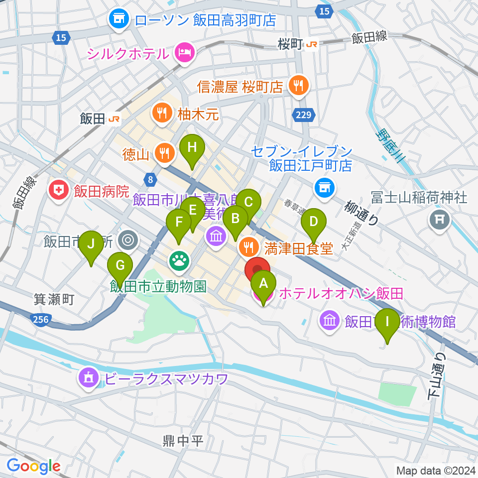 いいだFM・iステーション周辺のホテル一覧地図