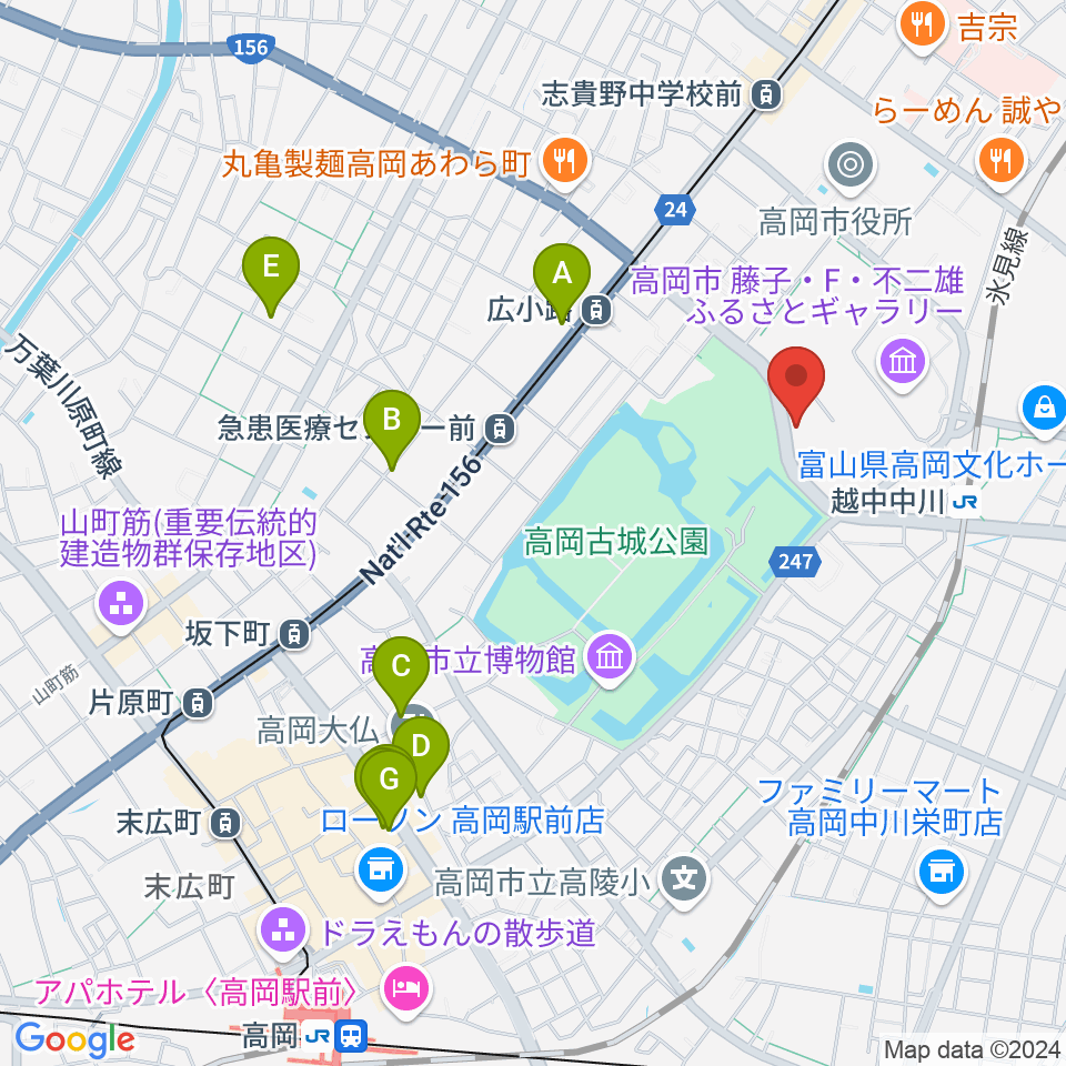 ラジオたかおか周辺のホテル一覧地図