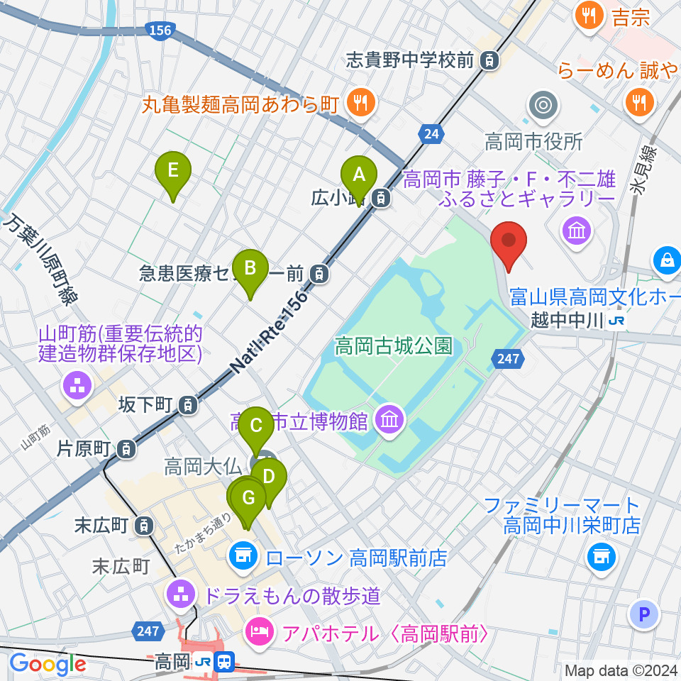 ラジオたかおか周辺のホテル一覧地図