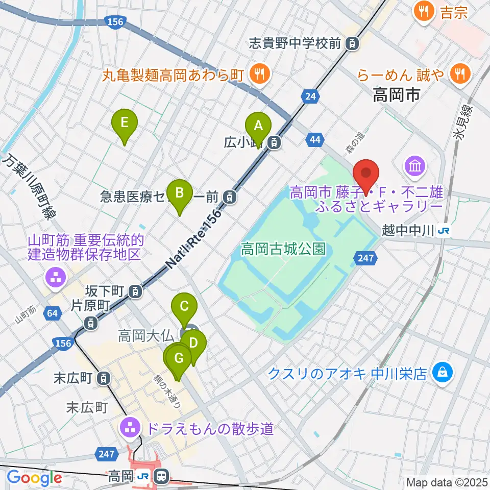 ラジオたかおか周辺のホテル一覧地図