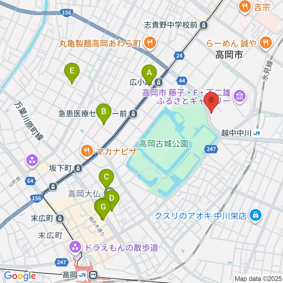 ラジオたかおか周辺のホテル一覧地図
