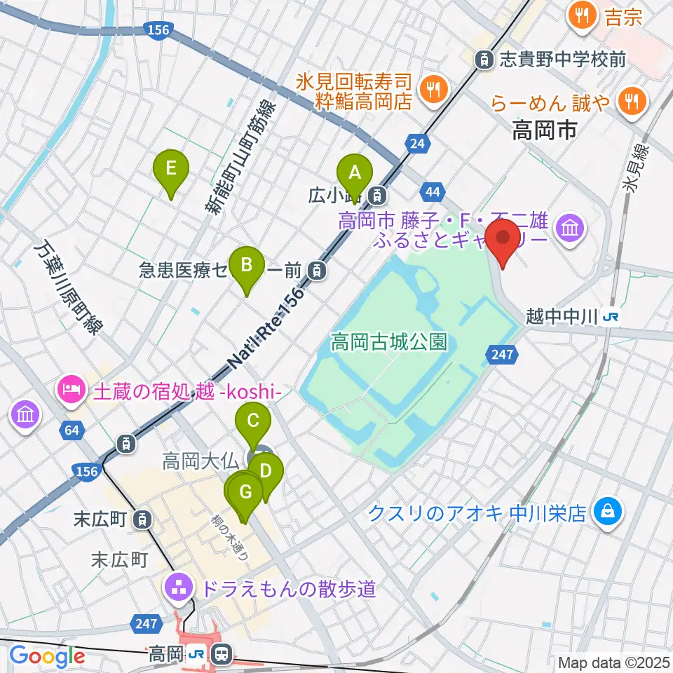 ラジオたかおか周辺のホテル一覧地図
