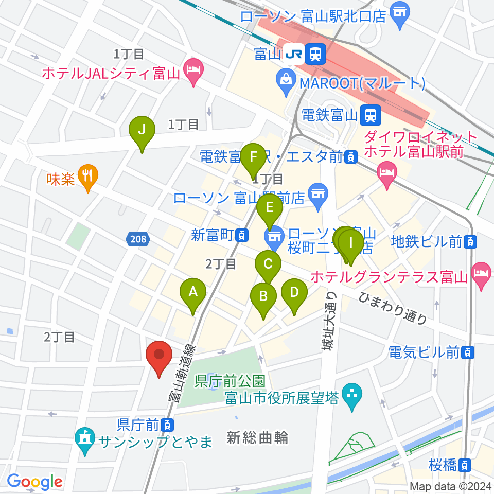 富山シティエフエム周辺のホテル一覧地図