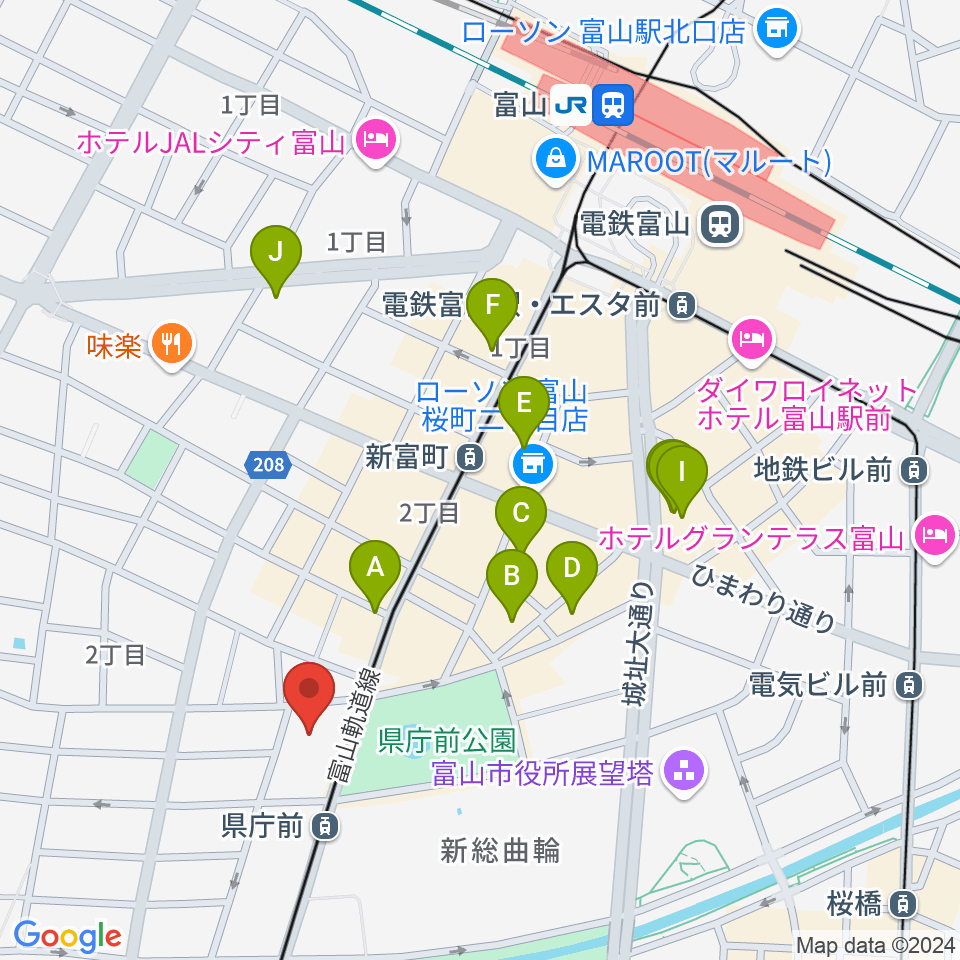 富山シティエフエム周辺のホテル一覧地図