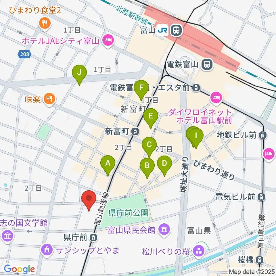 富山シティエフエム周辺のホテル一覧地図