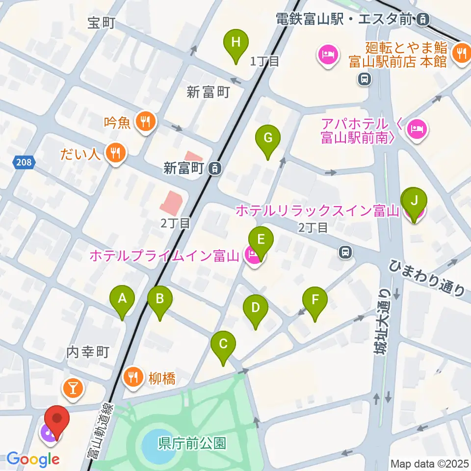 富山シティエフエム周辺のホテル一覧地図