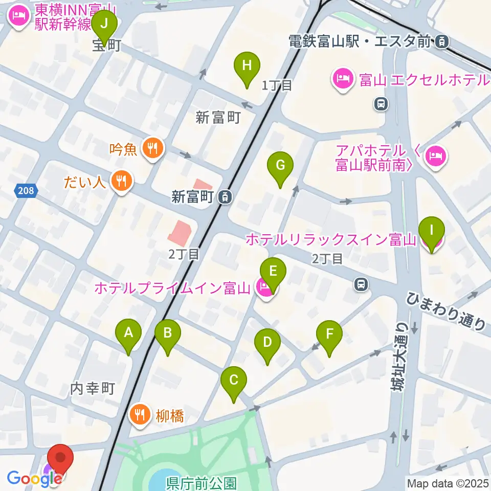 富山シティエフエム周辺のホテル一覧地図