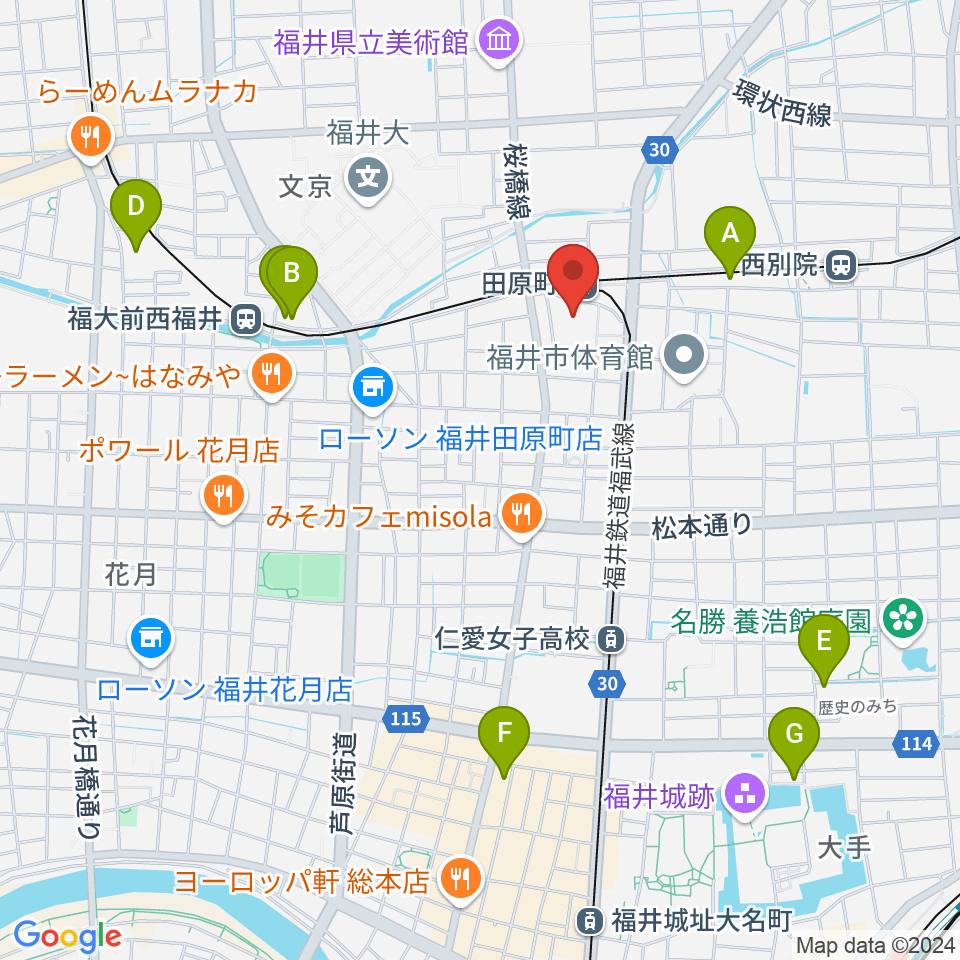 福井街角放送（Radioあいらんど）周辺のホテル一覧地図