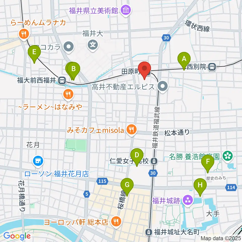 福井街角放送(Radioあいらんど)周辺のホテル一覧地図