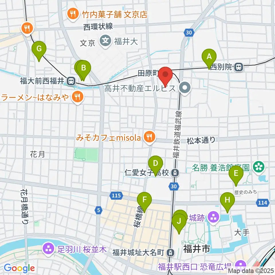 福井街角放送周辺のホテル一覧地図
