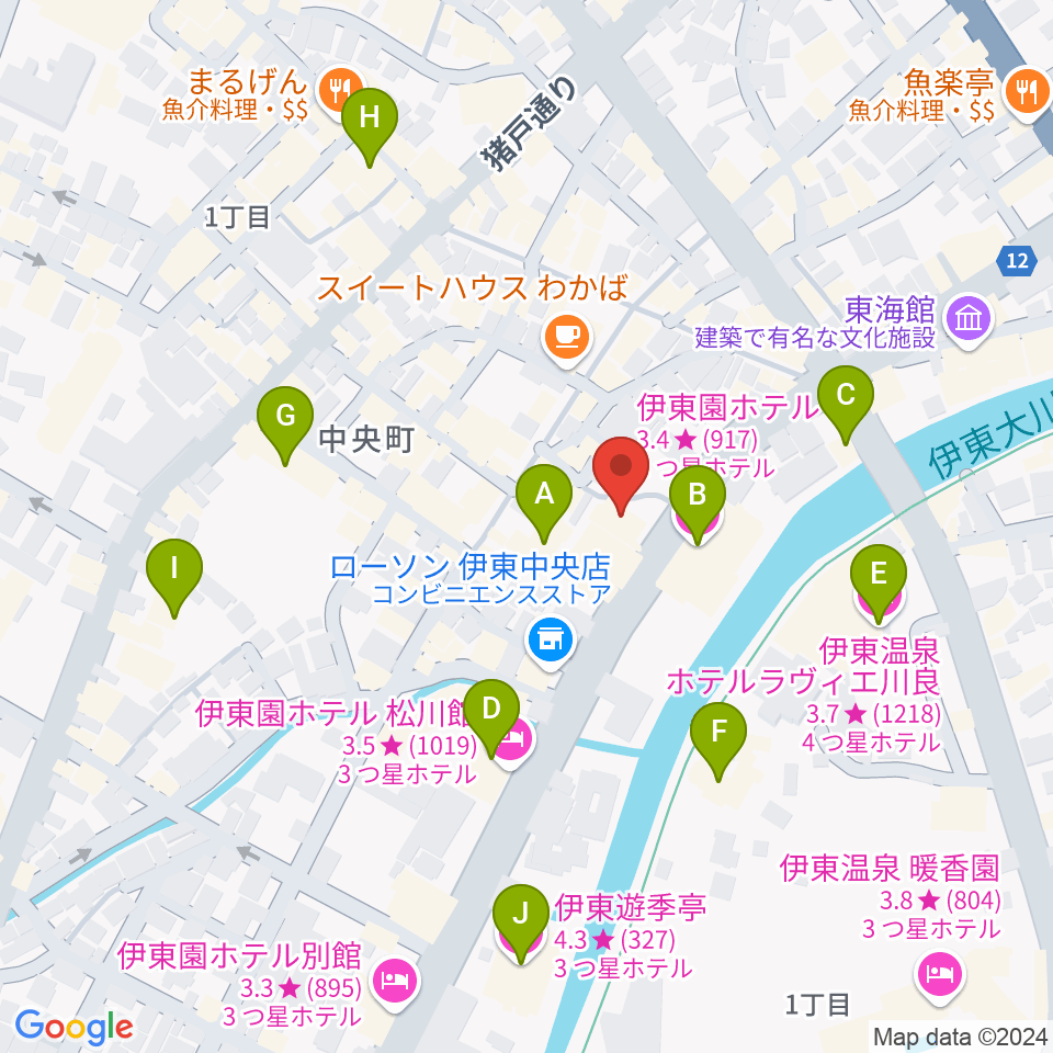 エフエム伊東なぎさステーション周辺のホテル一覧地図