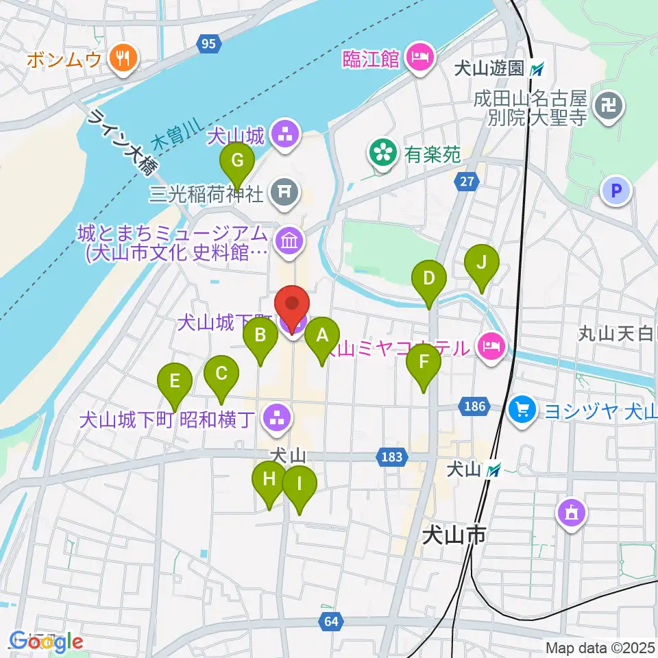 愛知北エフエム放送周辺のホテル一覧地図