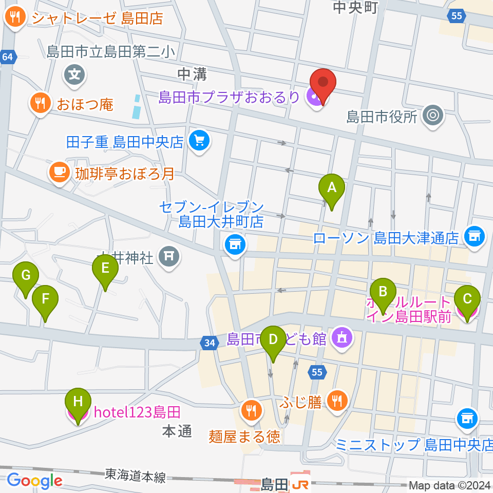 FM島田周辺のホテル一覧地図