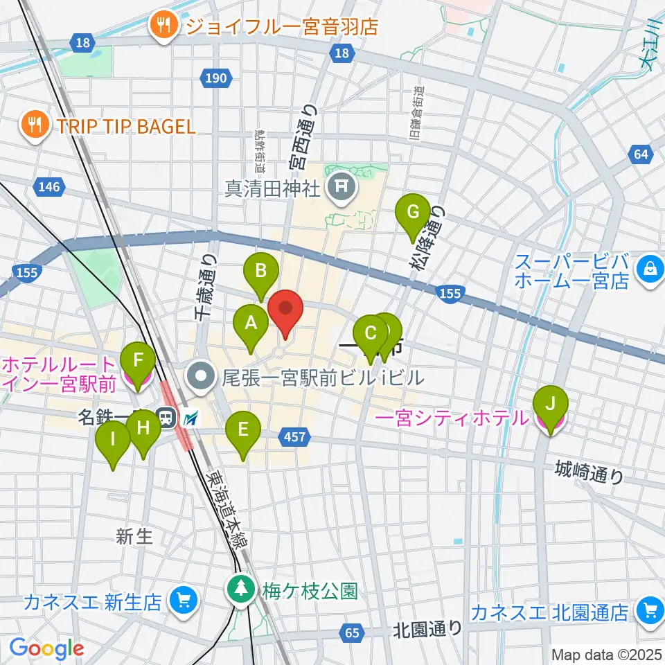 FMいちのみや周辺のホテル一覧地図