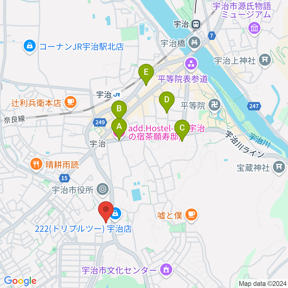 FMうじ周辺のホテル一覧地図