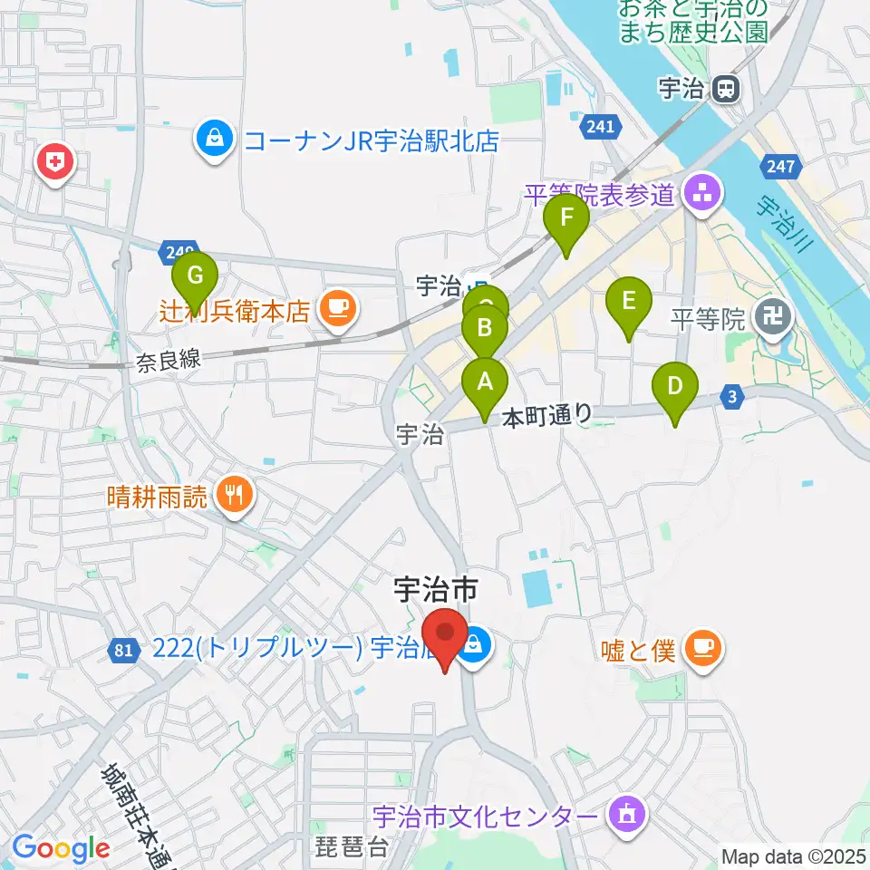 FMうじ周辺のホテル一覧地図