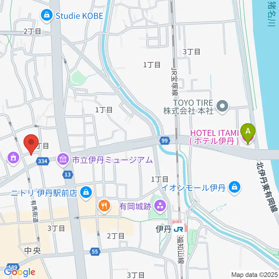ハッピーエフエムいたみ周辺のホテル一覧地図