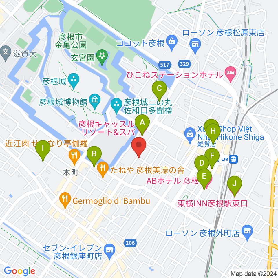 エフエムひこね周辺のホテル一覧地図