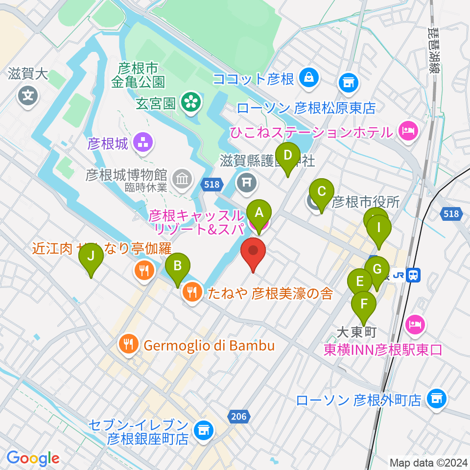 エフエムひこね周辺のホテル一覧地図