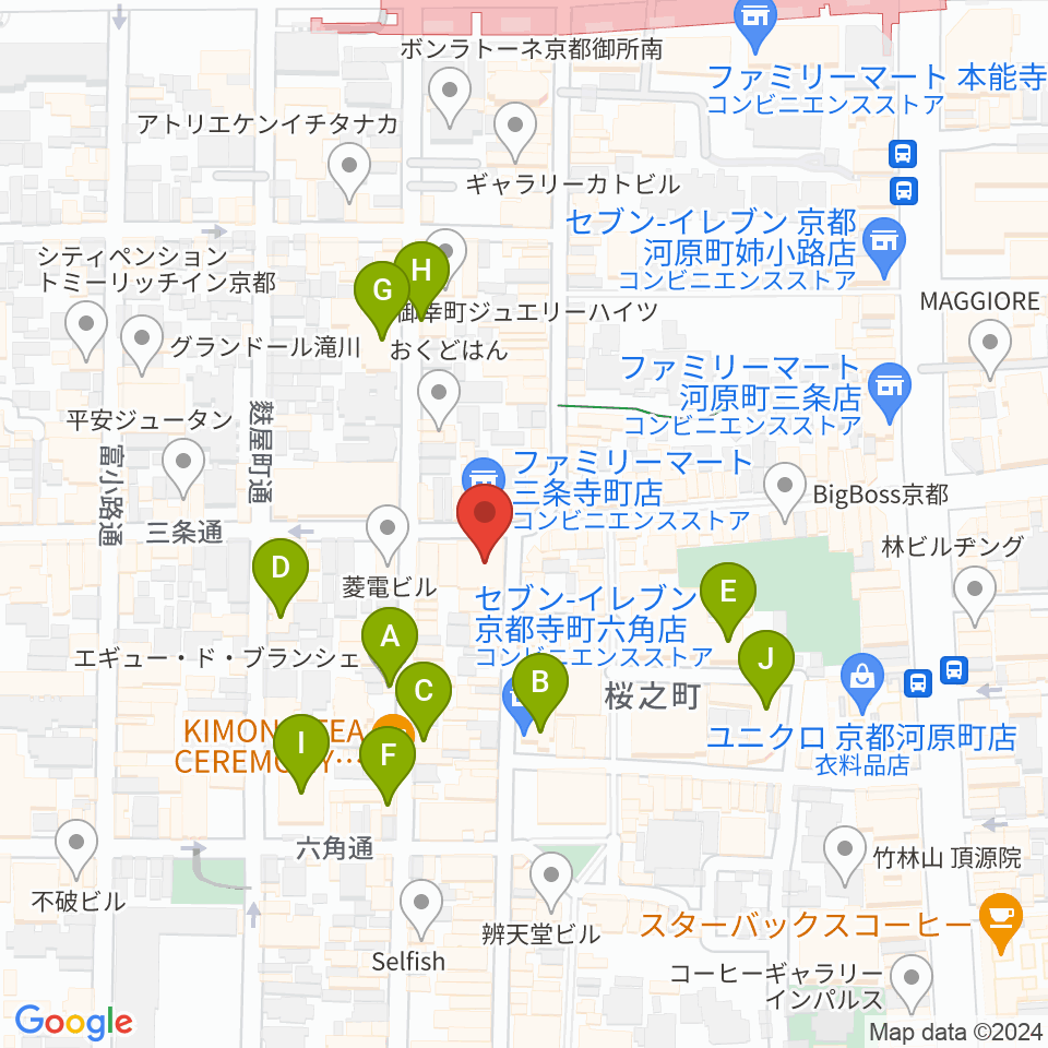 京都三条ラジオカフェ周辺のホテル一覧地図
