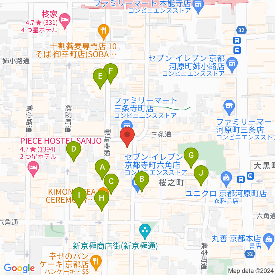 京都三条ラジオカフェ周辺のホテル一覧地図