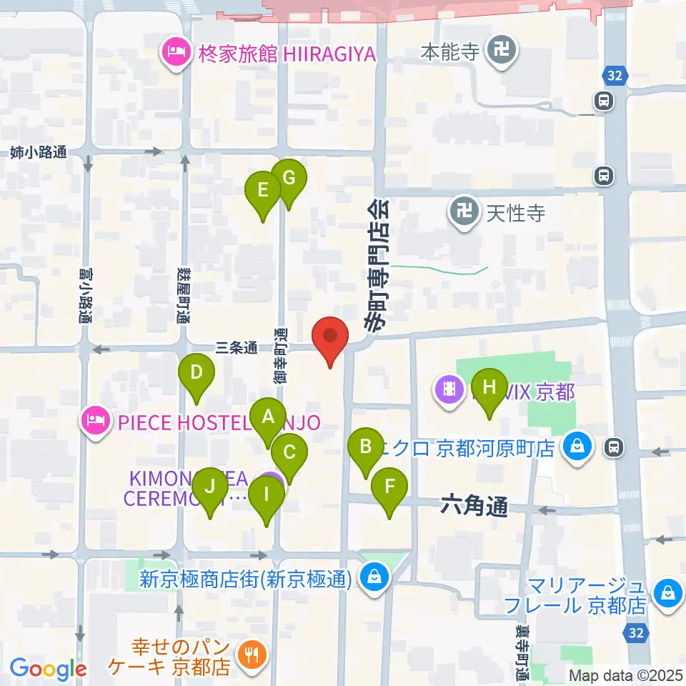 京都三条ラジオカフェ周辺のホテル一覧地図