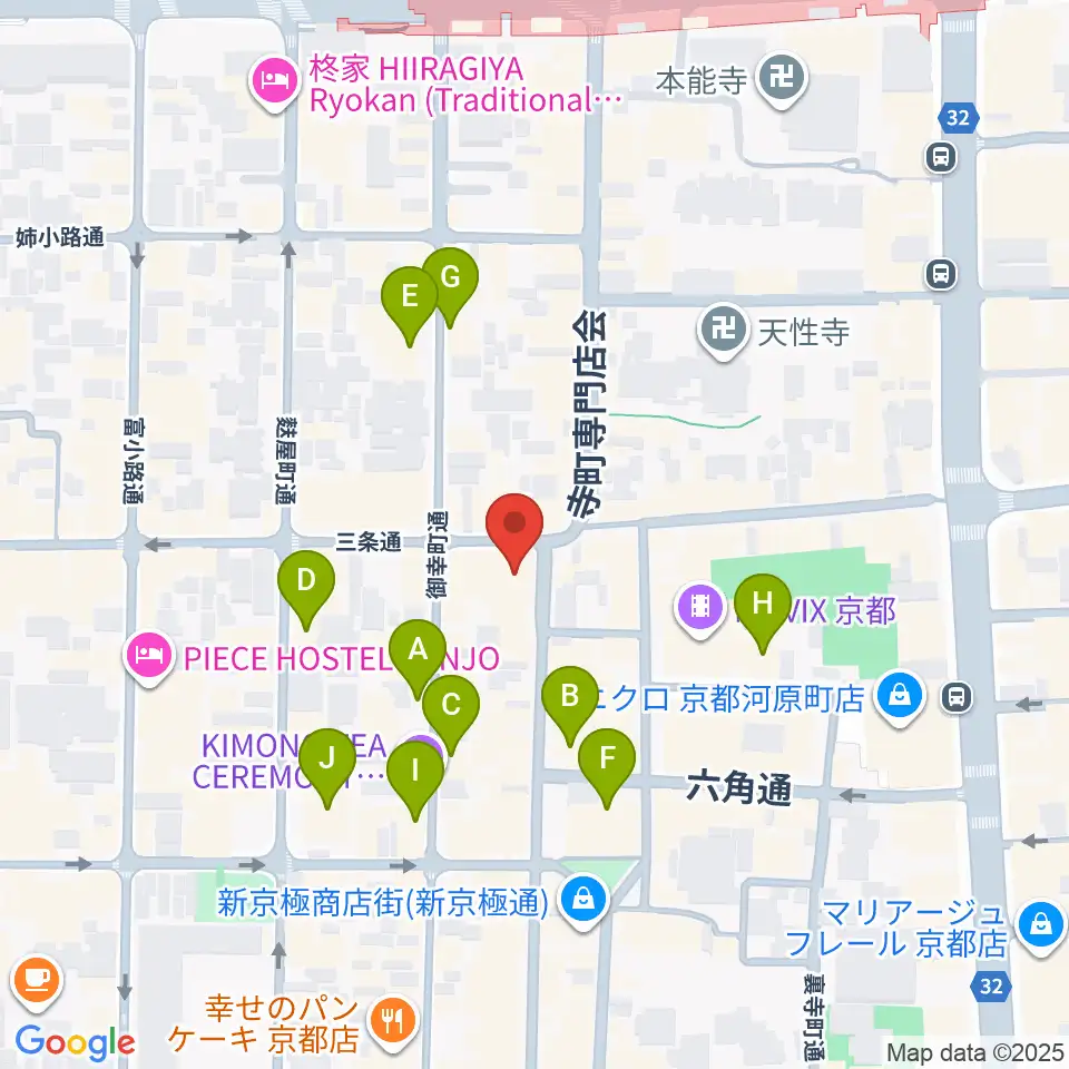 京都三条ラジオカフェ周辺のホテル一覧地図