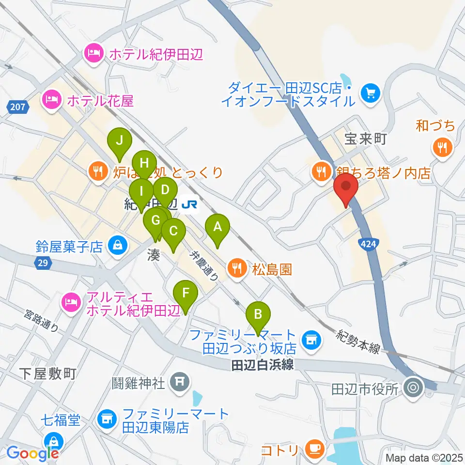 FM TANABE周辺のホテル一覧地図