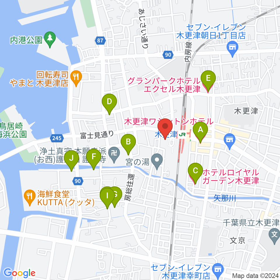 かずさエフエム周辺のホテル一覧地図