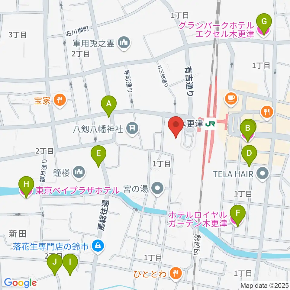 かずさエフエム周辺のホテル一覧地図