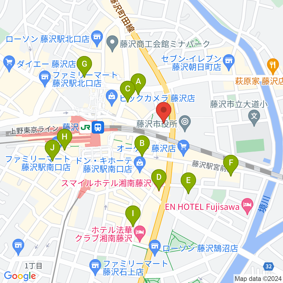 レディオ湘南周辺のホテル一覧地図