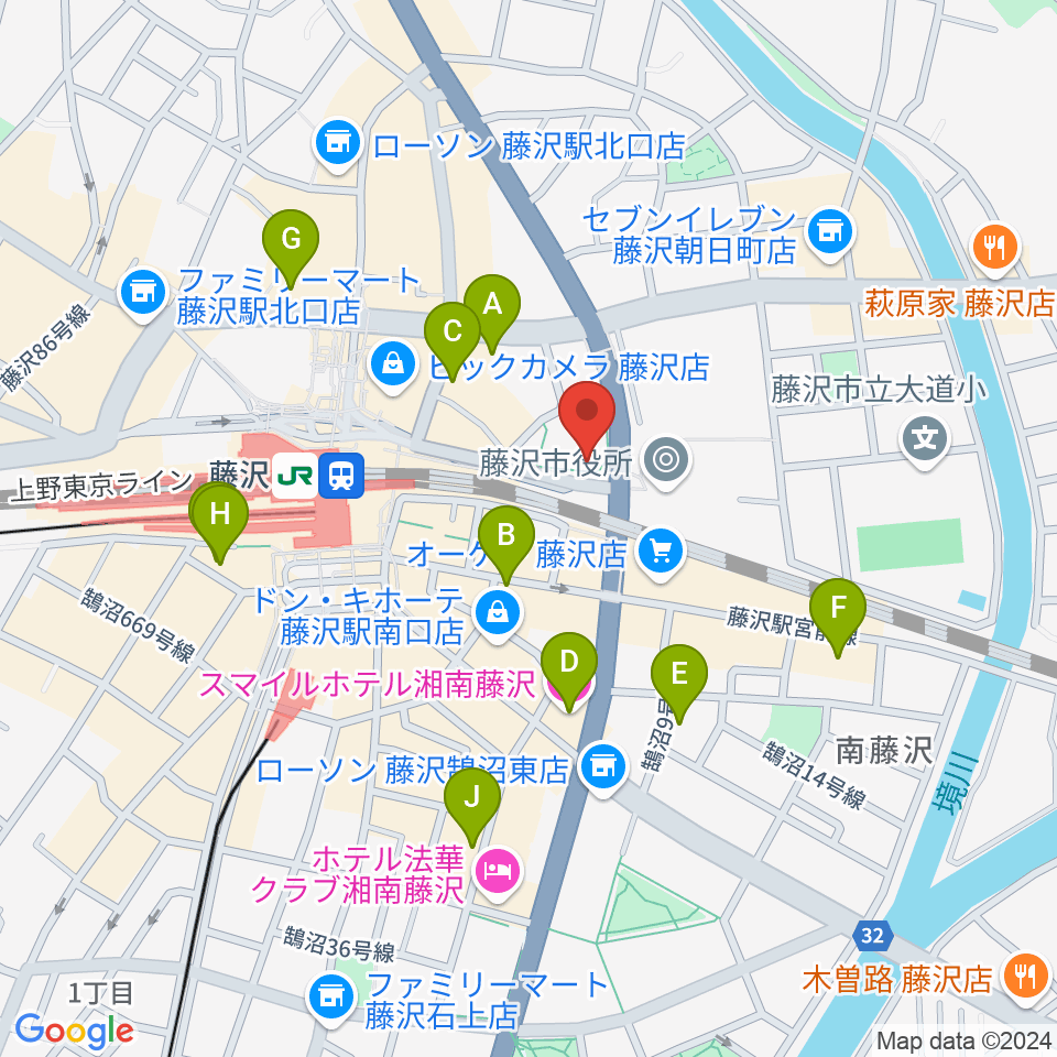 レディオ湘南周辺のホテル一覧地図