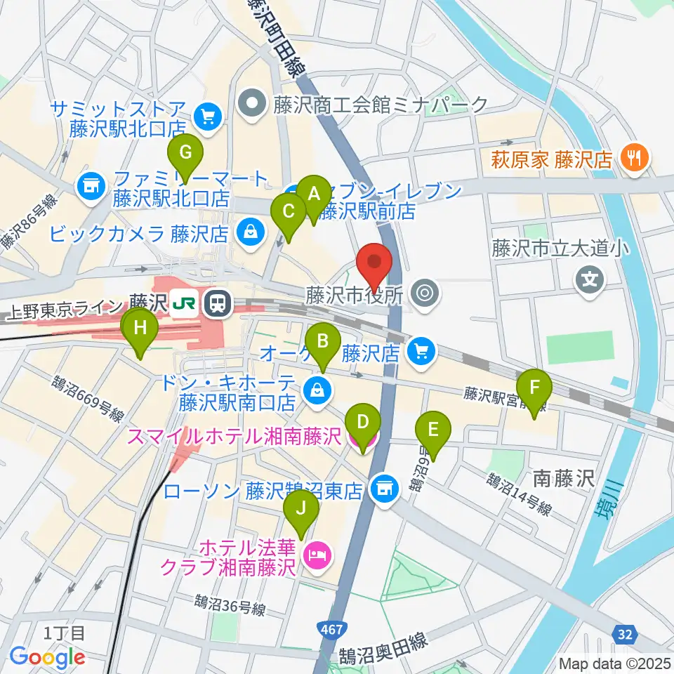 レディオ湘南周辺のホテル一覧地図