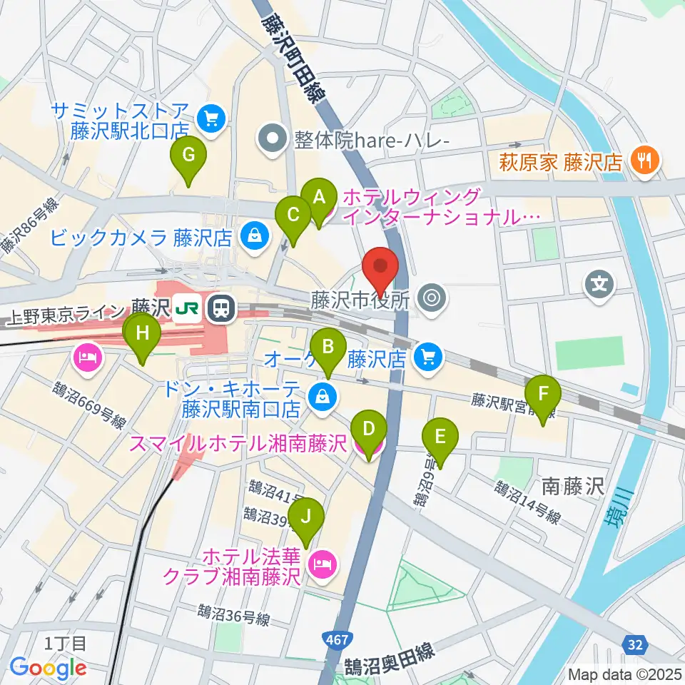レディオ湘南周辺のホテル一覧地図