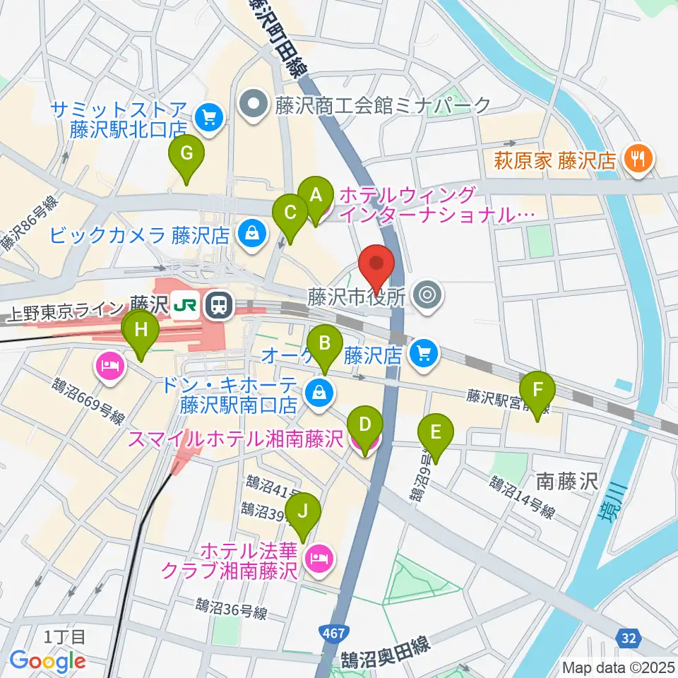 レディオ湘南周辺のホテル一覧地図