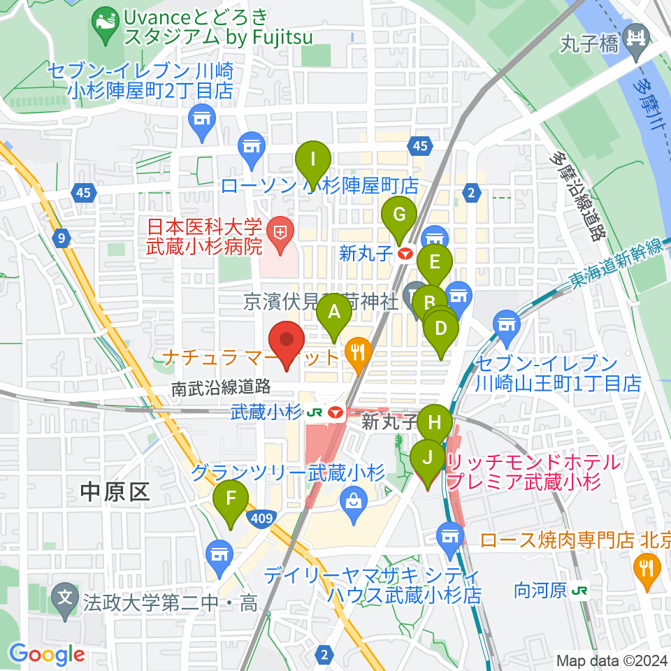 かわさきFM周辺のホテル一覧地図